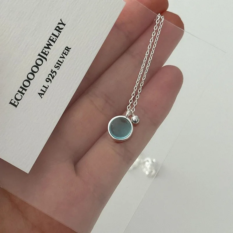 XIYANIKE Summer Blue Crystal Pendant Necklace For Women Girl Luxury Fashion New Jewelry Lady Gift Party Wedding collier femme