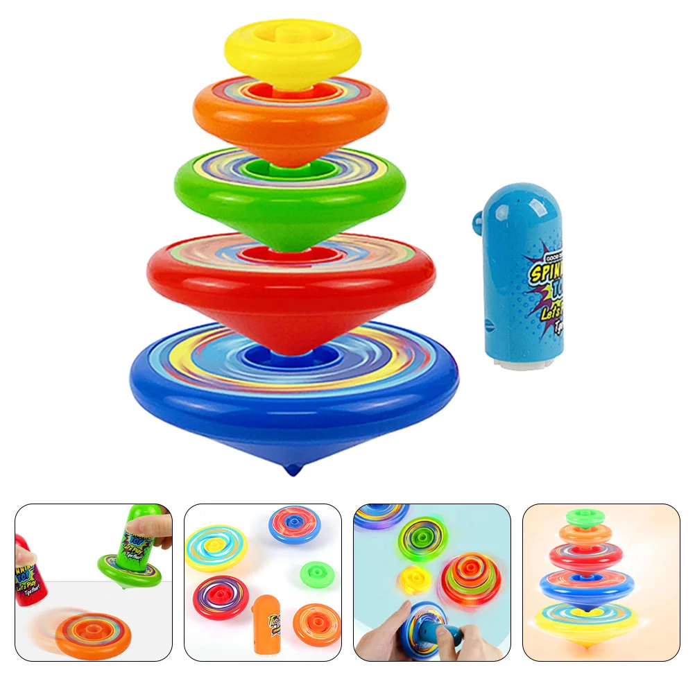 Kids Stacking Gyro Toys Dazzling Multi-Layer Manual Spinning Fun Gyro Launcher Boys Spinning Toys New Children Toy Birthday Gift