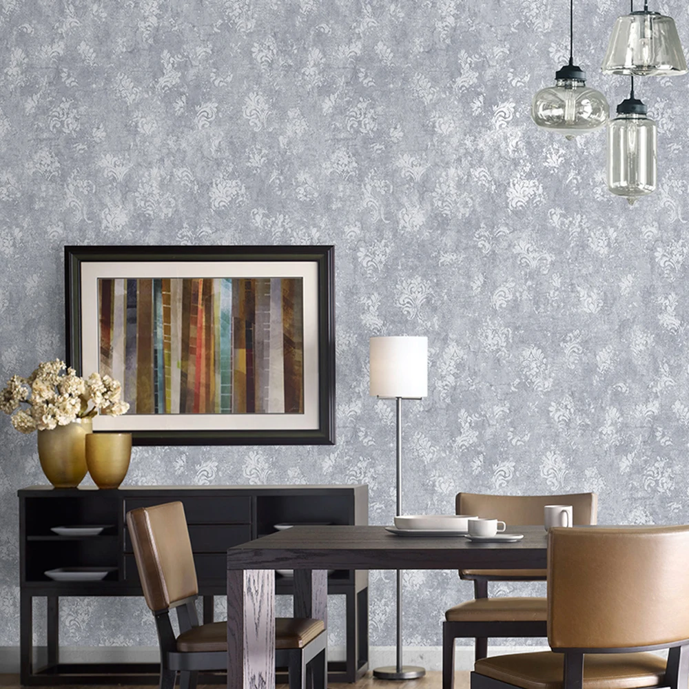 

Retro American Dark Floral Wallpaper Grey Non-Woven Bedroom Living Room Tv Sofa Background Flower Wallpaper Non Self-Adhesive