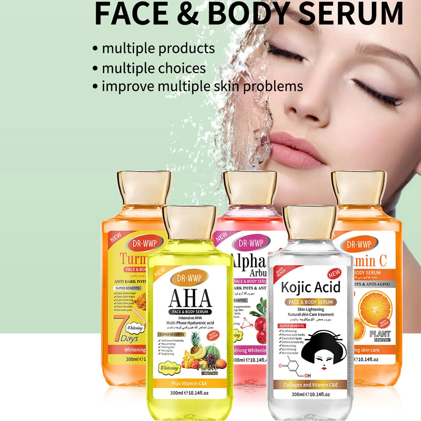 

Arbutin Essence Water Gentle Moisturizing Brightening Skin Tone Anti-aging Improving Acne Firming Skin Facial 300ml Skincare