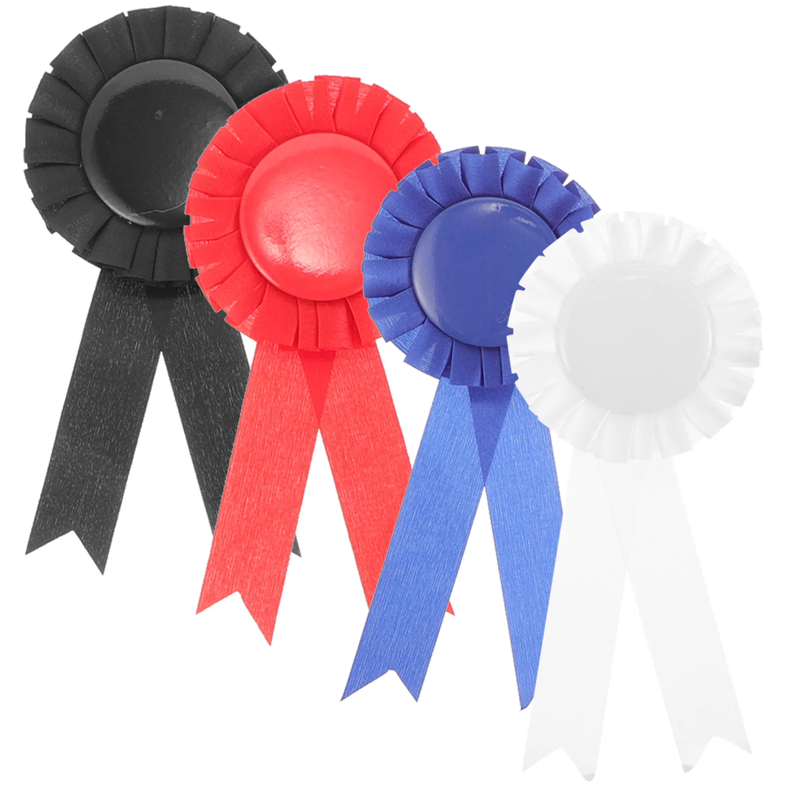 4pcs DIY Blank Badge Ribbons – Lightweight Iron Satin Fabric Pins for Awards, Crafts, Name Tags & Chest Decor