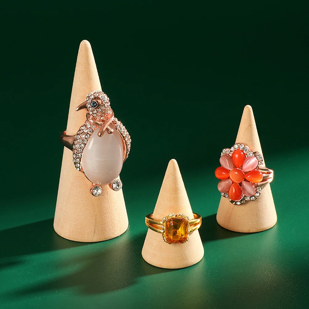 

6Pcs Wood Jewelry Display Stand Ring Organizer Contemporary Touch Efficient Use Small Retail Spaces Ring Display