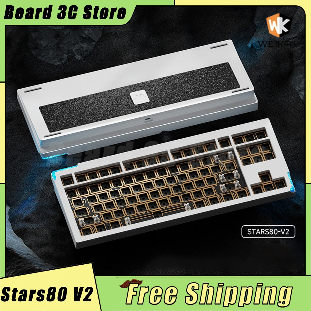 Weikav Stars80 V2 Mechanical Keyboard Kit Aluminum Alloy 3 Mode RGB Hot Swap Wireless Gaming Keyboard Kit Support Qmk/Via Custom