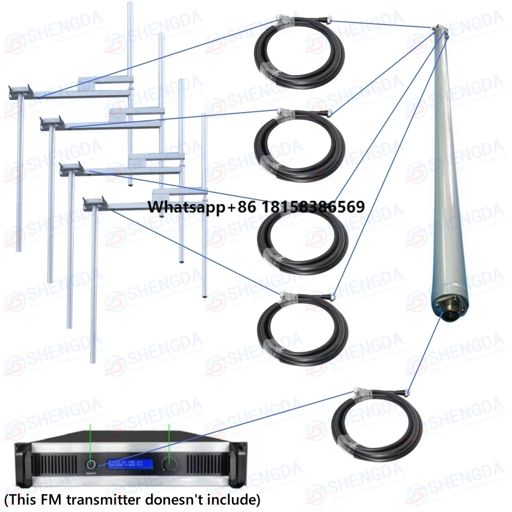 

4 Bay Dipole Antenna 1000W High Power FM Transmitter Antenna With 1/2'' Feeder,Power Splitter