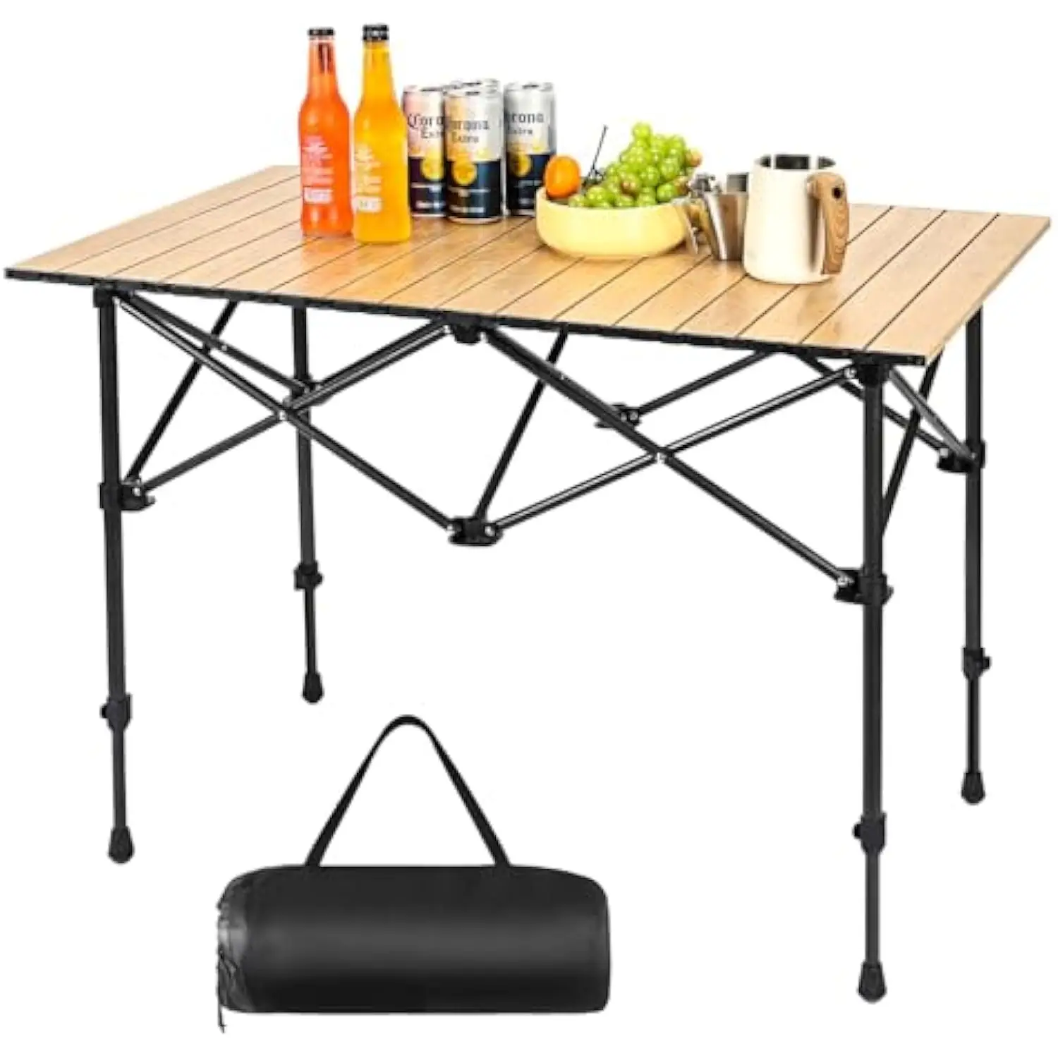 

Camping Table Roll up Surface Lightweight, Suitable for 4 Adults with Carry Bag for Outdoor Bbq Picnic Gathering