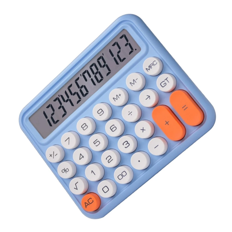 Candy Color Desktop Calculator Large LCD Display, 12 Digit Mechanical Calculator Electronic Calculator for Student