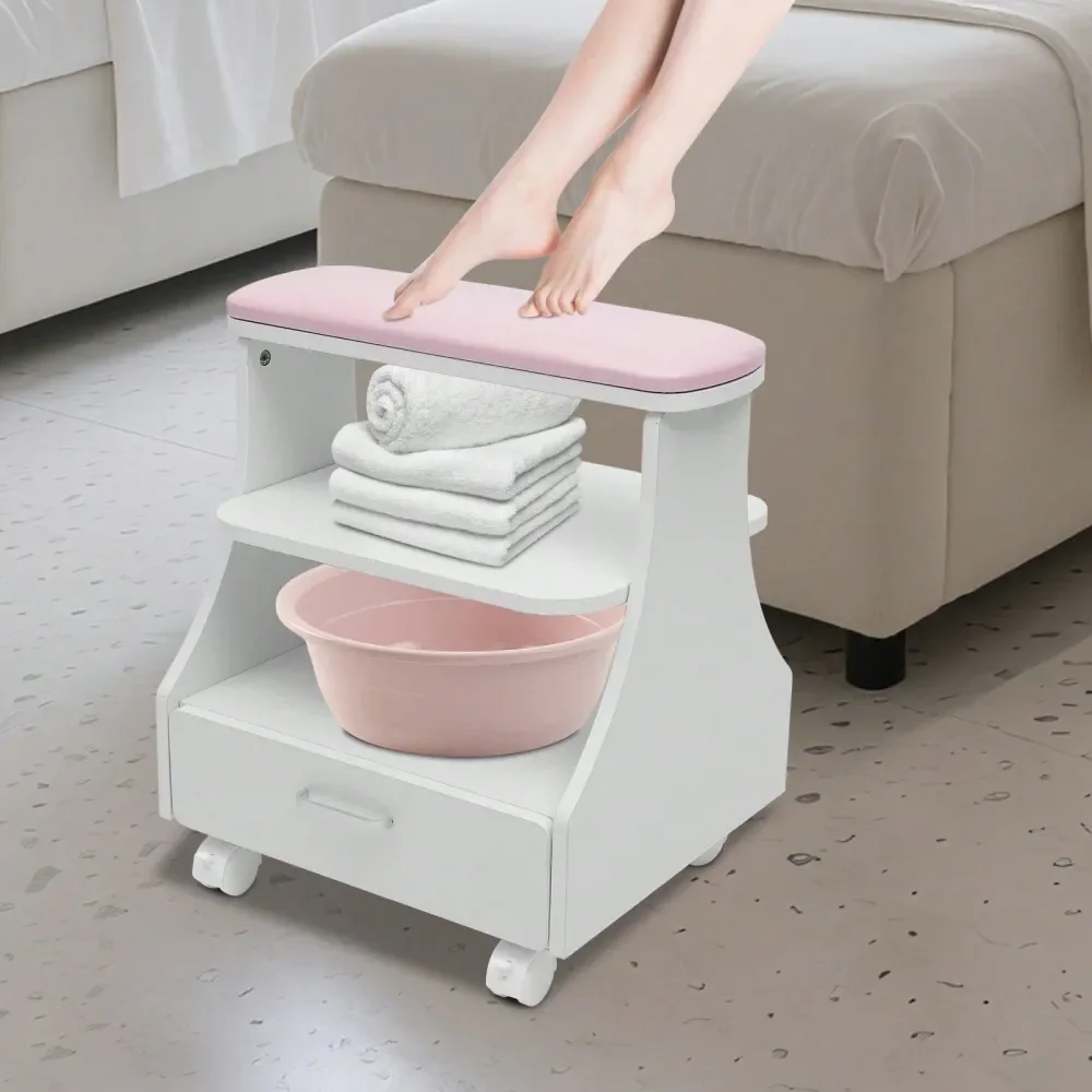 

Salon Nail Or Foot Bath Spa Portable Esthetician Trolley Cart For Foot Rest Pedicure Manicure Funiture Massage Table Salon Supp
