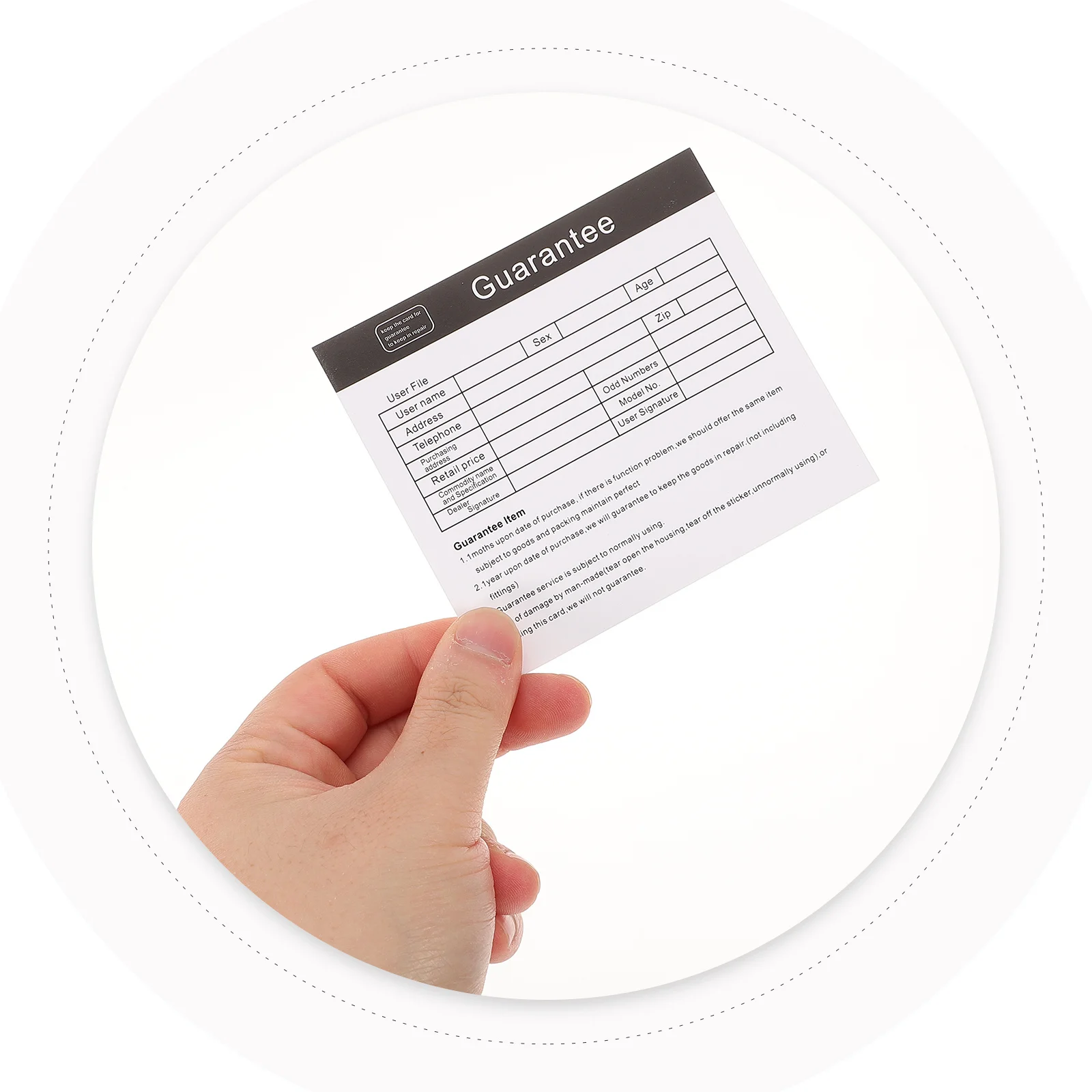 

200Pcs Appliance After Sales Supplies Clear Concise English Design Convenient Use Guarantee Card English Guarantee Card