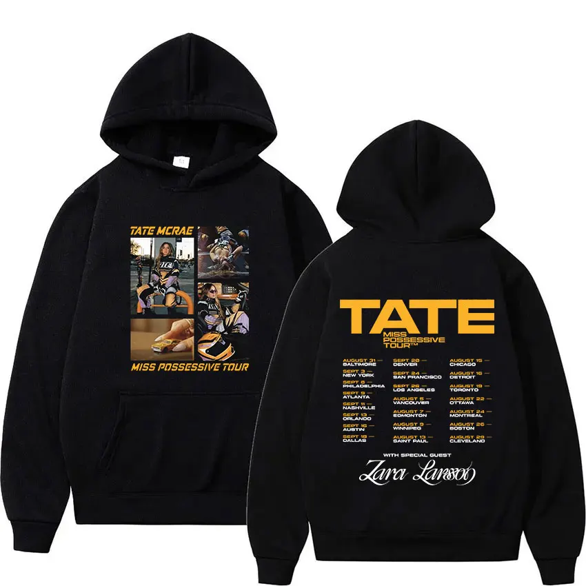 Singer Tate McRae Miss Possessive Tour 2025 Hoodie Men Women Hip Hop Clothing Oversized Sweatshirt Retro Harajuku Fashion Hooded