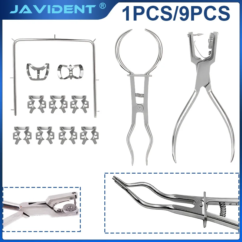 JAVIDENT Dental Rubber Dam Forceps Oral Rubber Dam Tool Set Rubber Dam Punch and Clamp Dental Instruments and Materials