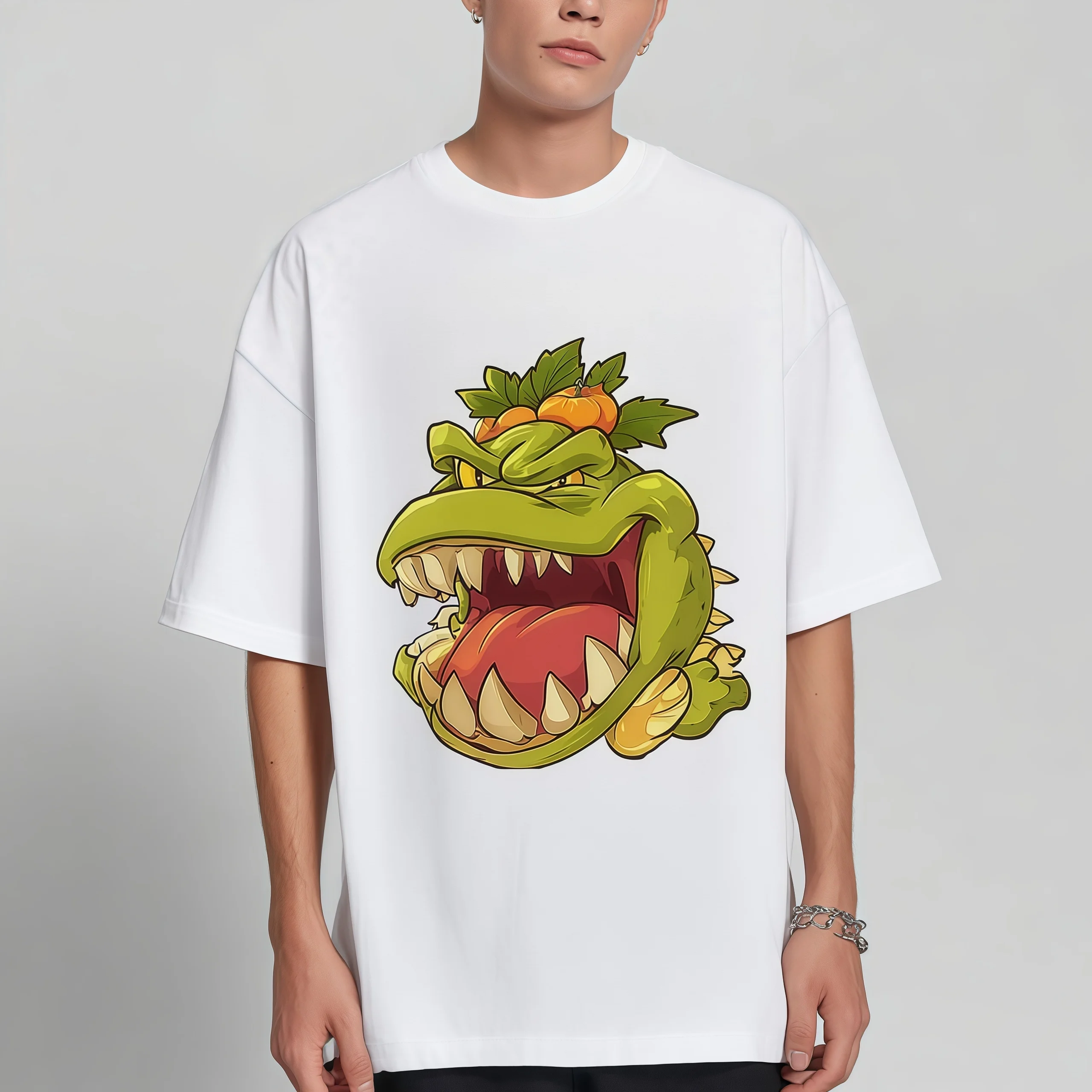 

Teevo Men's Casual T-Shirt Green Monster Print Daily Wear