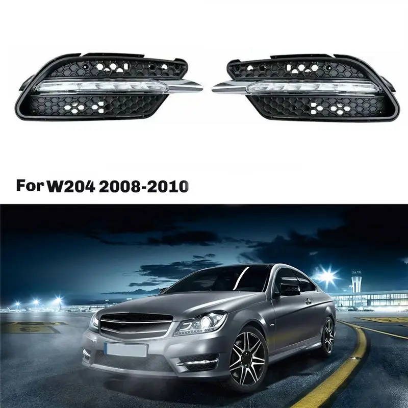 Car Front Fog Light Grille Cover Honeycomb With Fog Lamps For Mercedes Benz C-Class W204 2008-2010 A2048850353 A2048850253-T61C view 4