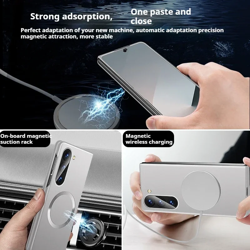 Luxuriöse, ultradünne Magsafe-Handyhülle mit metallischer Farbe für Samsung Galaxy Z Fold 7, 6, 5, 4, 3, kabelloses Laden, stoßfeste Schutzhülle