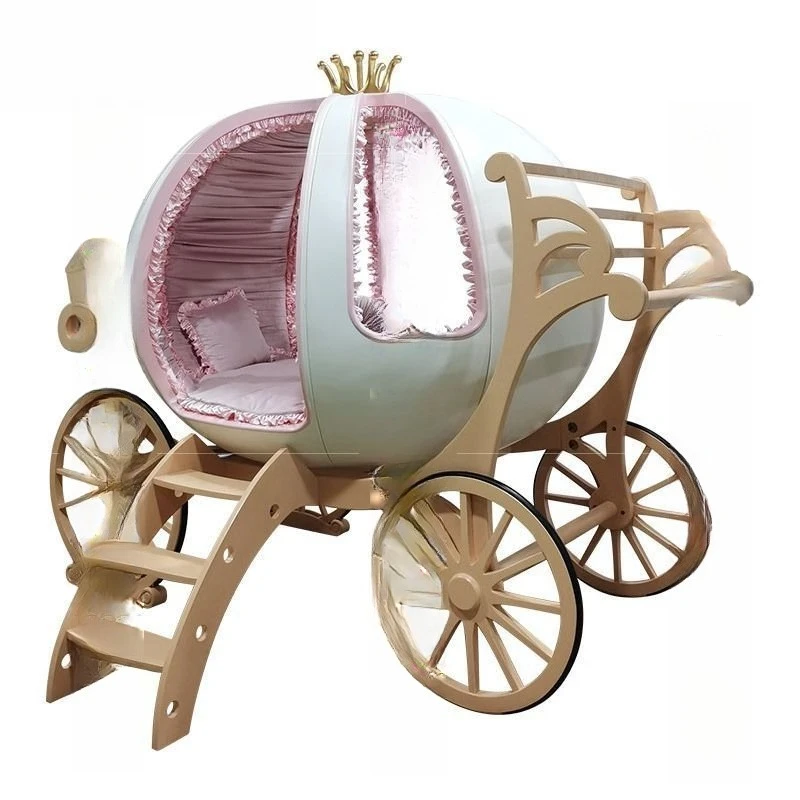 Luxury European Court Carriage Bed Solid Wood Princess Bed French Girls Bed