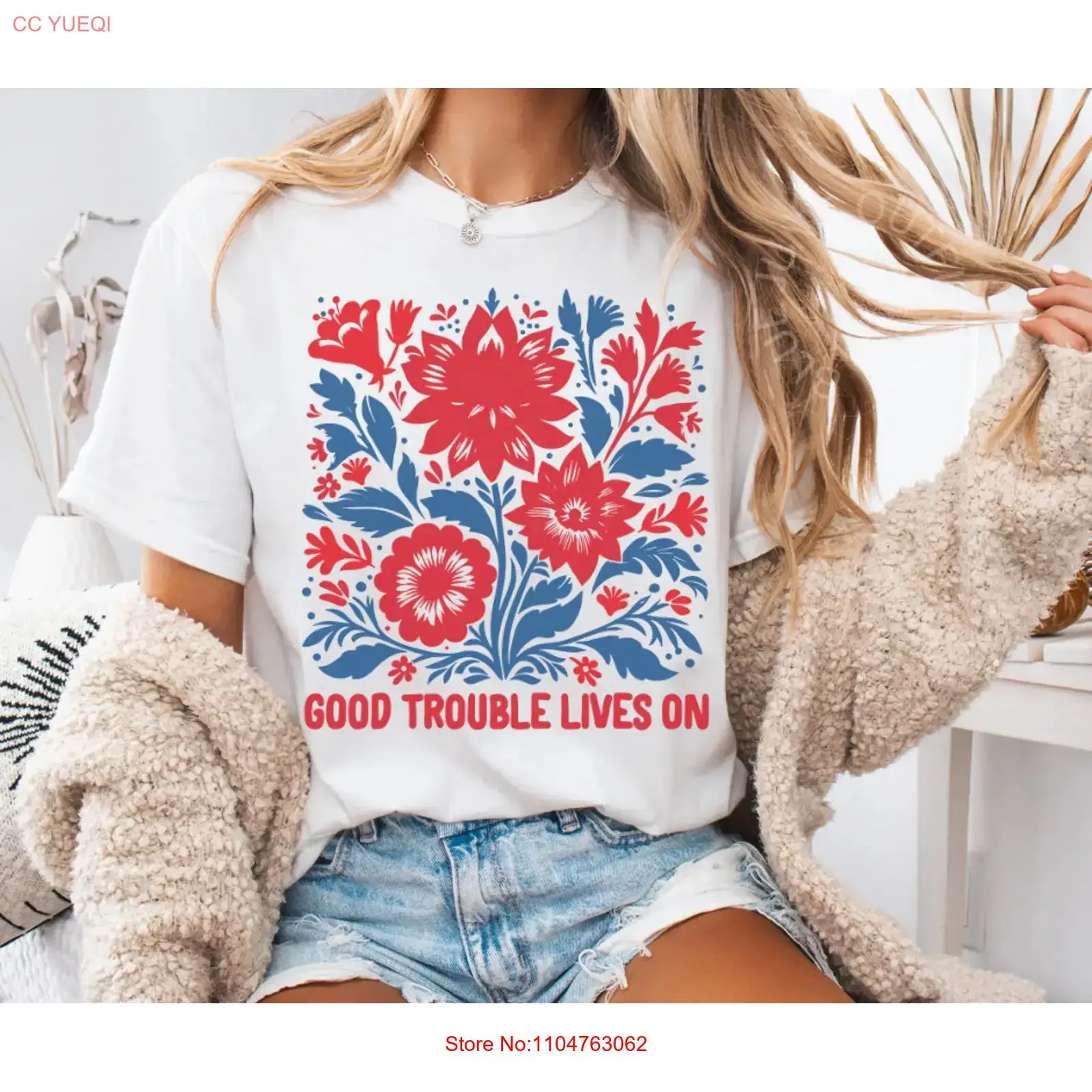 GOOD TROUBLE LIVES ON SOCIAL JUSTICE PROTEST TEE JOHN LEWIS INSPIRED vintage Washed streetwear Slightly Stretched Casual
