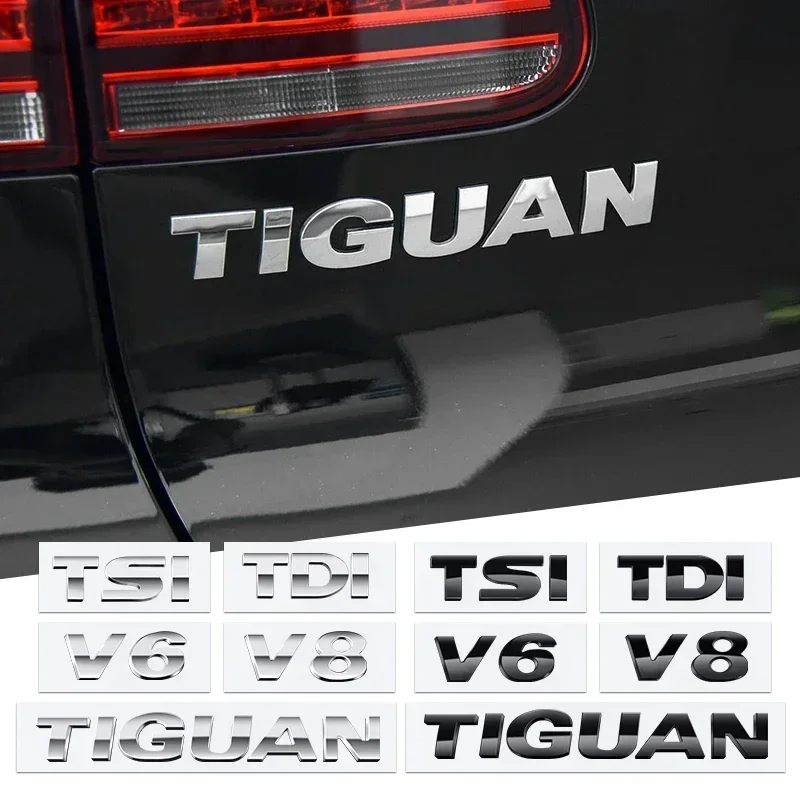 1pcs 3D ABS TSI TDI V6 V8 logo Letters Emblem Decoration Rear Trunk Stickers For Volkswagen TIGUAN Car Styling Auto Accessories