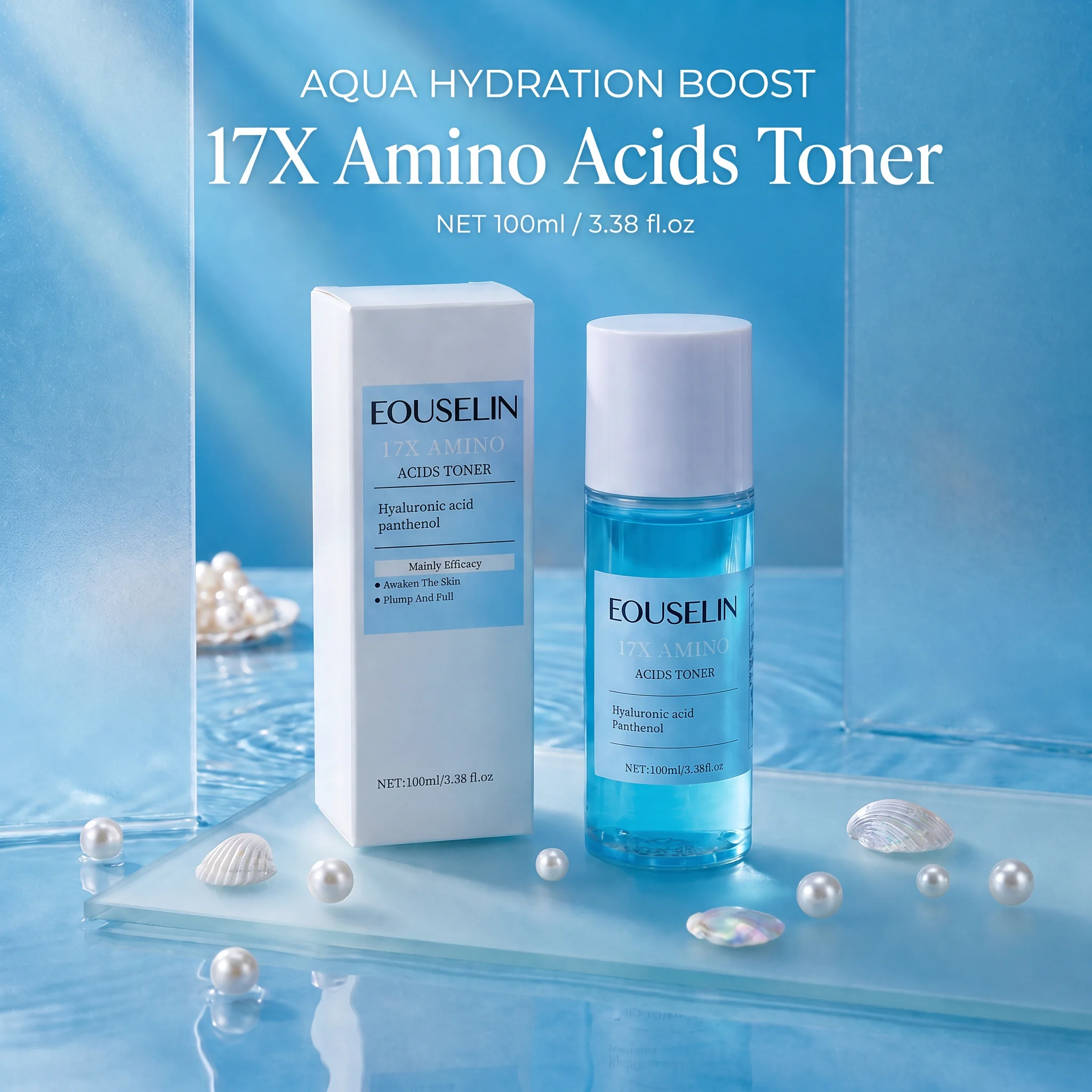 EOUSELIN Hyaluronic Amino Acids Toner Centella Panthenol Hydration Plump Nourish Revitalize Soothe Redness Barrier Repair 100ml