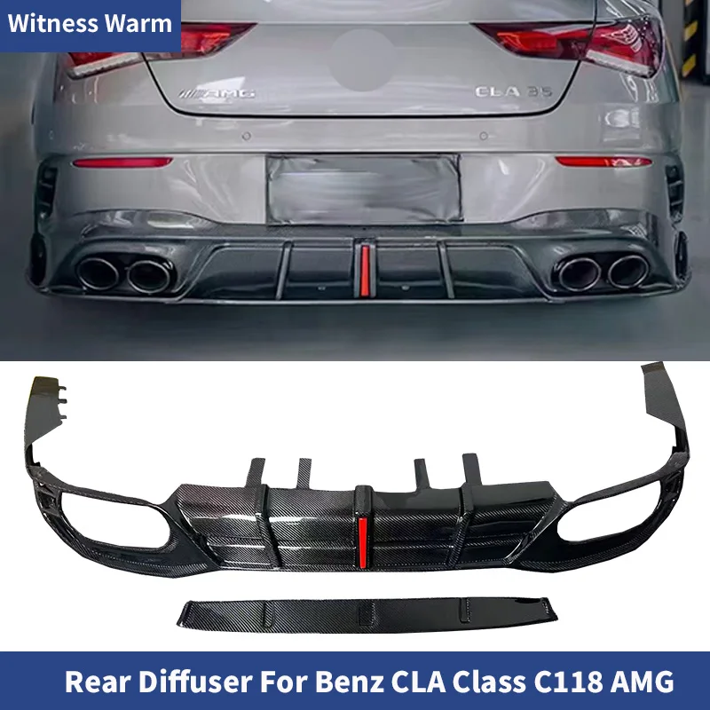 Diffuseur de pare-chocs arrière en fibre de carbone pour Mercedes Benz C118 CLA45 260 CLA35 AMG 20-25, lèvre arrière en FRP
