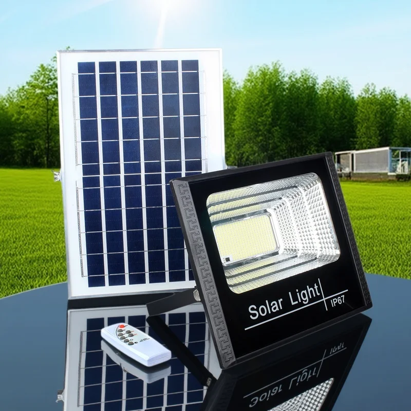 2026 Solar Flood Lights Remote Control Solar Powered Spotlight Outdoor Waterproof IP67 Villa Street Light Adjustable Angle
