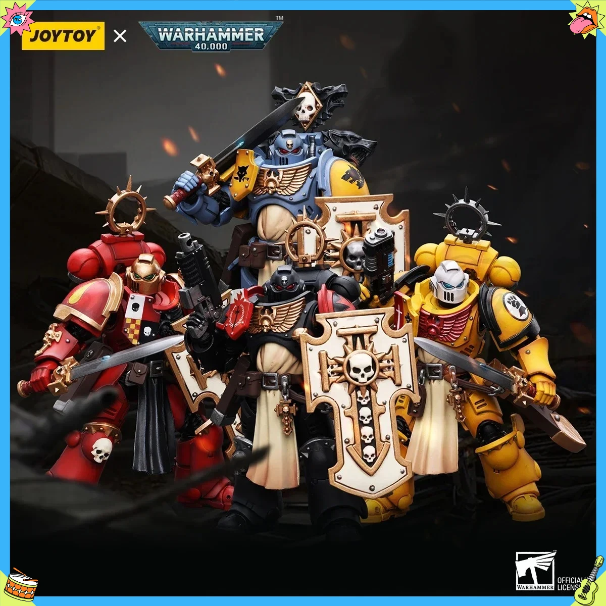 

JOYTOY 1/18 40k Action Figure Black Templar Imperial Fist Blood Angel Space Wolve Bladeguard Veteran Anime Figure Model Toy