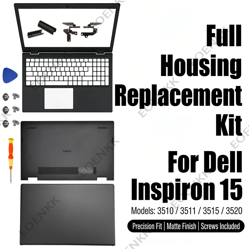 Pour Dell Inspiron 15 3510/3511/3515/3520 pièces de boîtier d'ordinateur portable, ensemble complet de couverture arrière LCD cadre avant repose-paume couvercle inférieur Kit de réparation