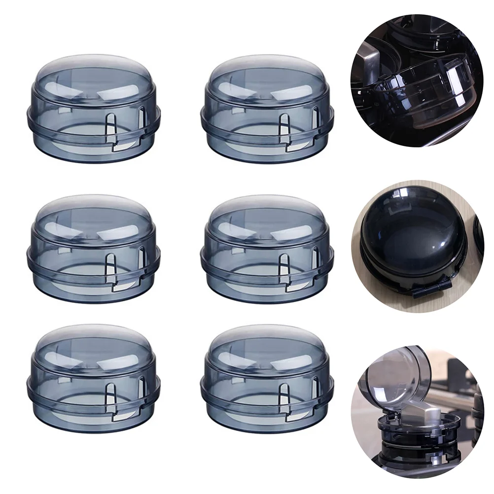 6 Pcs Switch Cover Gas Shield Protection Lock Cookware Shield Protection Lock Stove Plastic Knob Covers Cooker Child Windproof