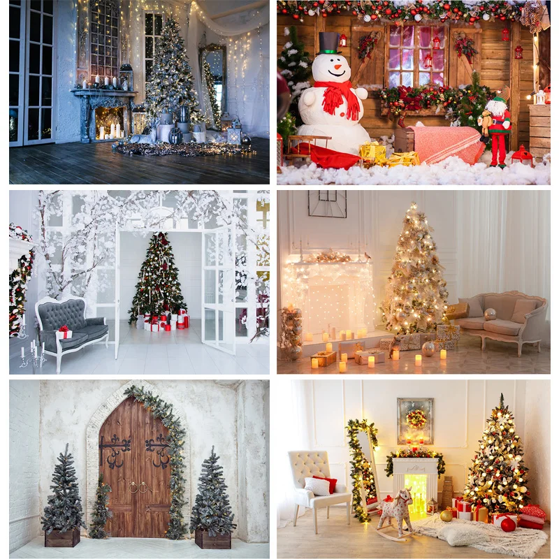 

ZHISUXI Christmas Indoor Photography Background Christmas tree Fireplace For Photo Backdrops 21712 YXSD-10