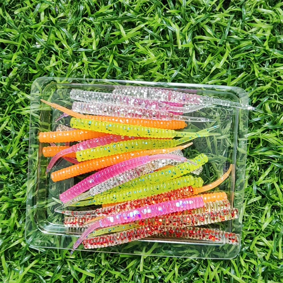 30PCS/BOX Fishing Lure  50mm/60mm 0.3g/0.45g AJING Needle tail Soft Lure Rockfish Ocean Rock Bait Luminous Artificial Bait