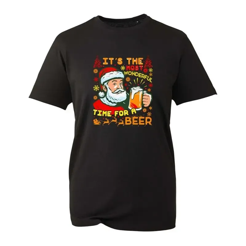 It'S The Most Wonderful Time For A Beer T Shirt Christmas Santa Xmas Top