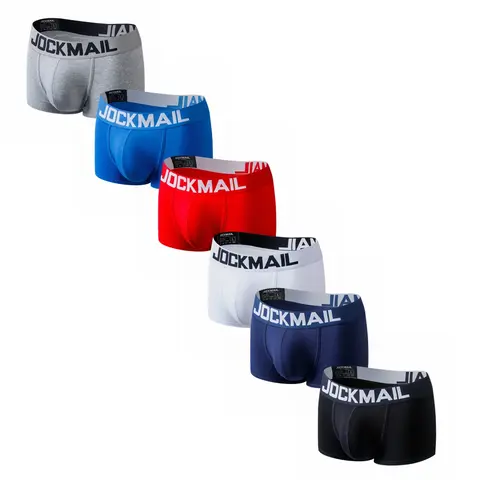 Jockmail 6 pçs/lote homem cuecas boxershorts de algodão dos homens boxers masculino respirável calcinha masculina macio boxer briefs