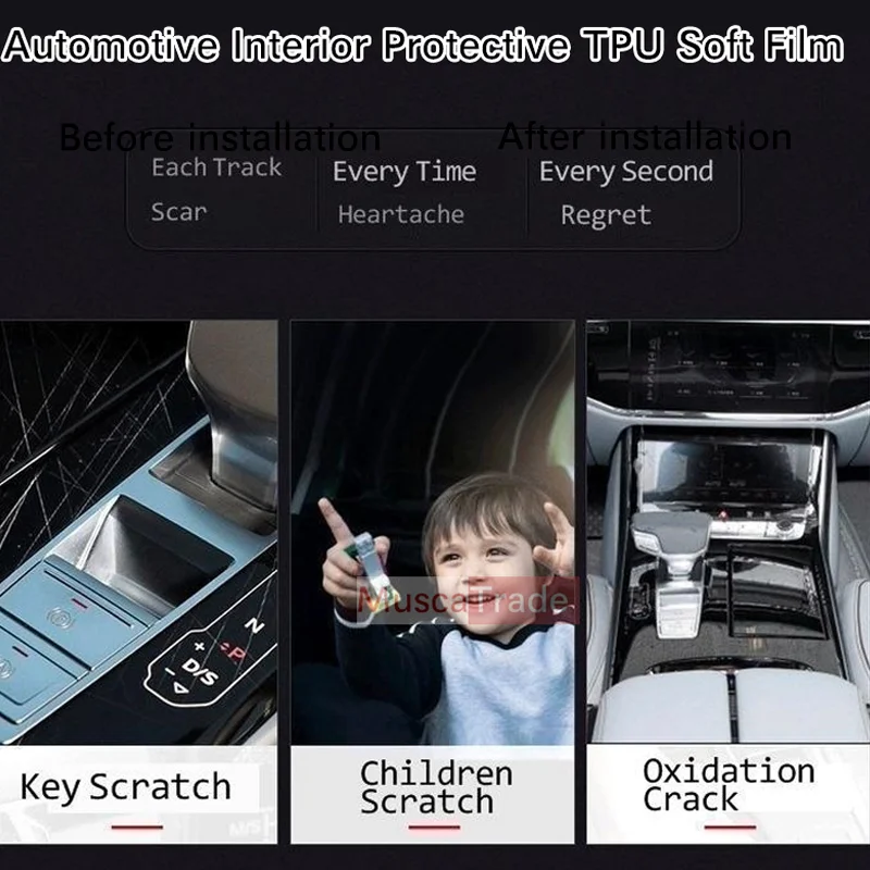 For HAVAL H9 2020 2021 2022 Gearbox Panel Navigation Screen Automotive Interior TPU Protective Film Cover Anti-Scratch Sticker