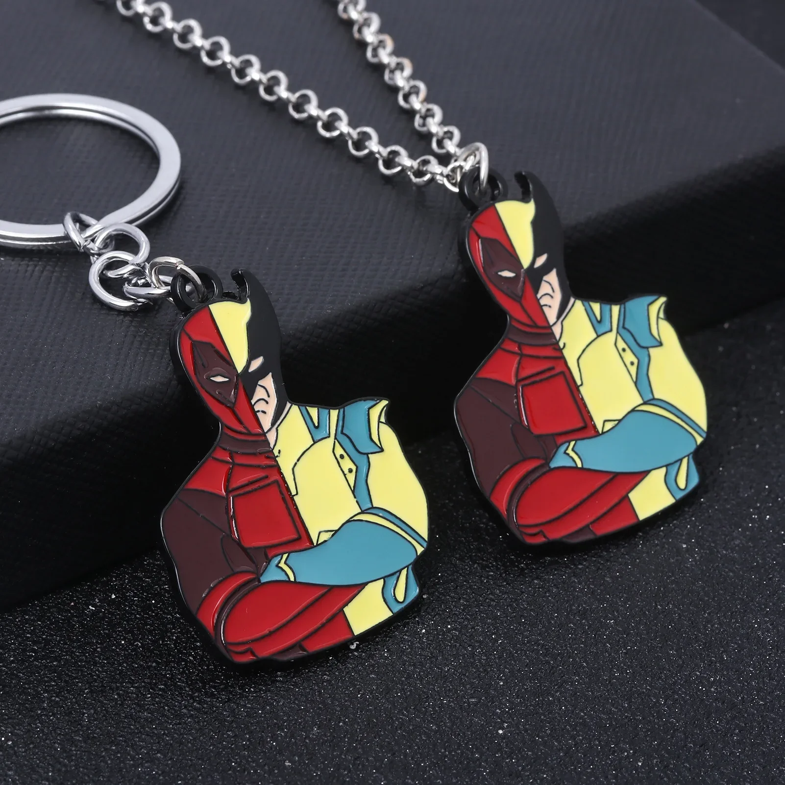 Deadpool 3 Wolverine New Avengers Universe Red and Yellow Color Matching Keychain Necklace Fashion Jewelry Gift for Friends