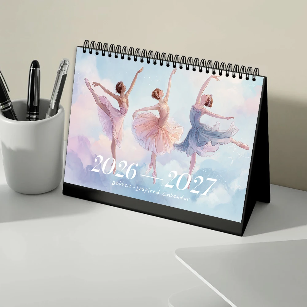 

1pc 2026-2027 Ballet Girl Calendar,Desktop Planner, Perfect Gift for Birthday Christmas New Year, 24-Month Monthly Schedule