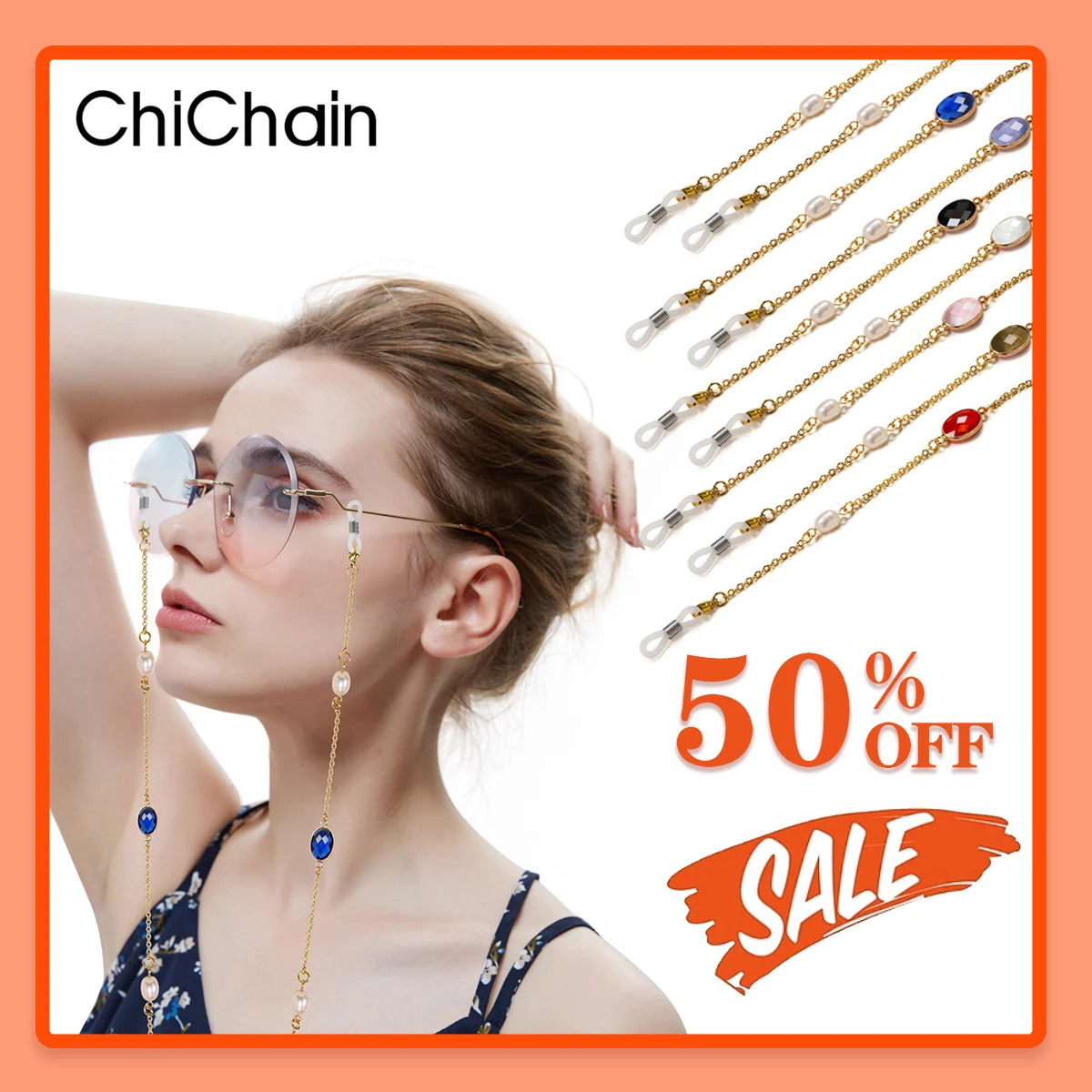 

Neck-mounted women's sunglasses chain to prevent loss and falling with a hanging rope sun glasses chain
