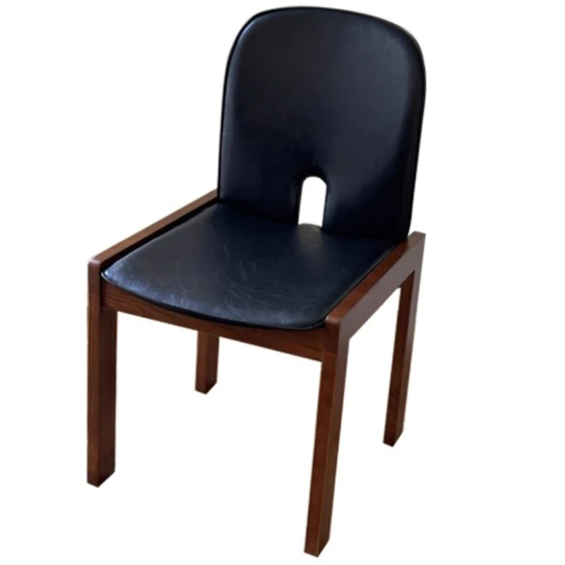 Italian minimalist, black design dining chair, medieval wabi-sabi island, solid wood backrest
