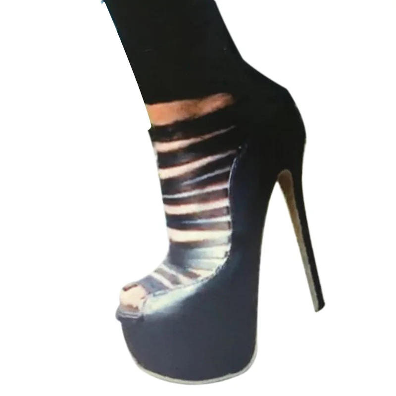 SHOFOO Sexy women's high heels. Black matte leather single shoe. About 15cm heel height. Peep toe pumps. Roman shoes. SIZE:34-46