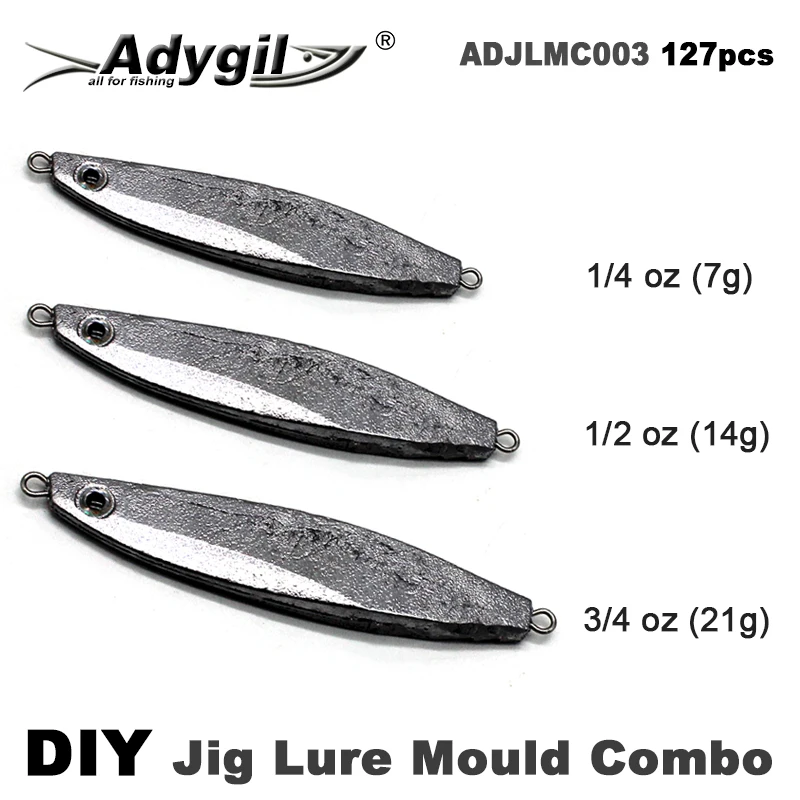 Adygil pesca fai da te 127 pezzi stampo per esca in metallo Combo 1/4oz 1/2oz 3/4oz 3 cavità