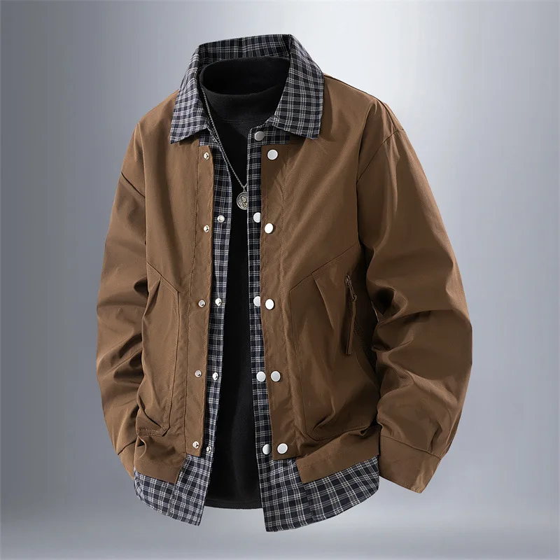 

Men's Retro Faux Leather Two-Piece Jacket Loose Comfortable Fit Spring Autumn 2025 Fashion Trend