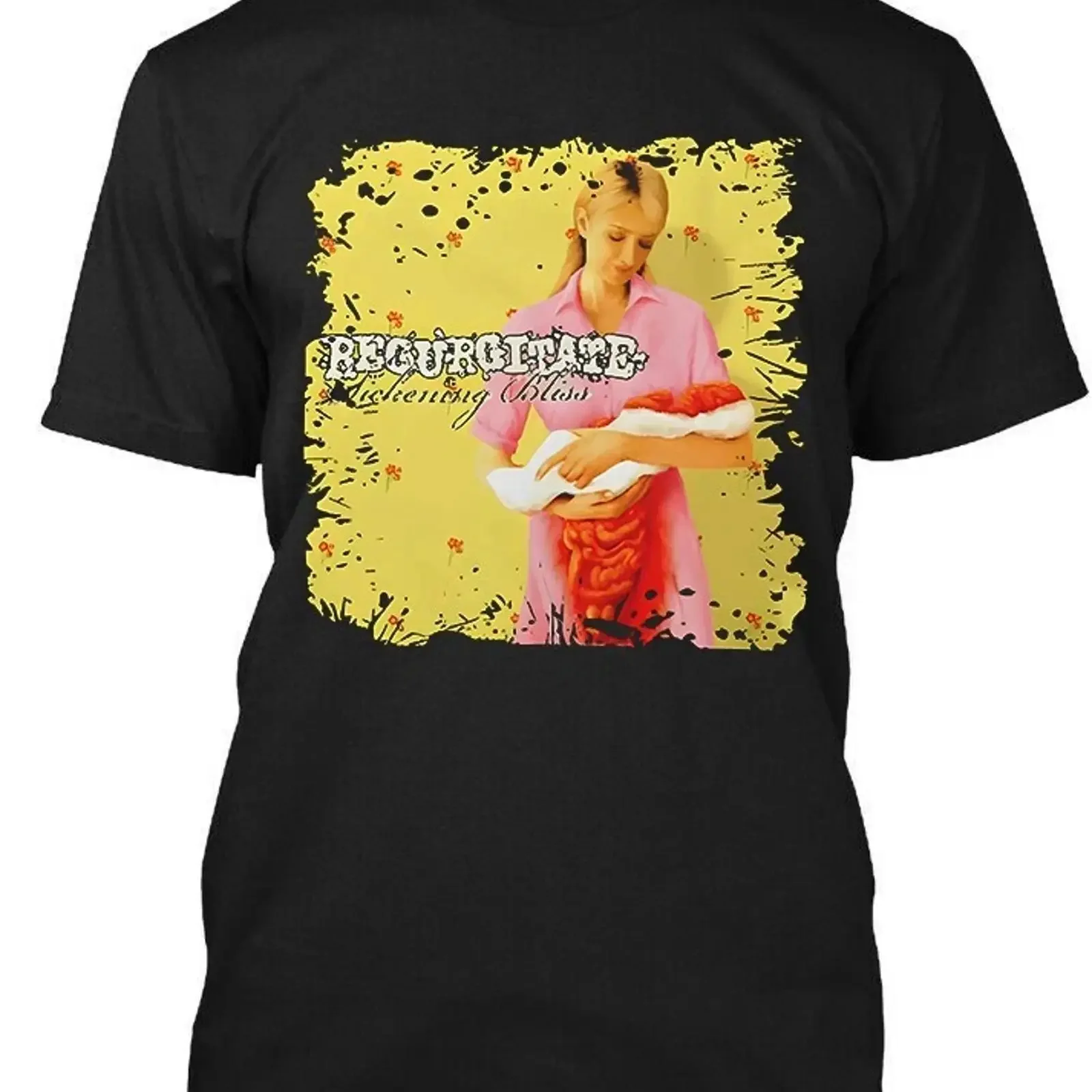 T-shirt vintage délavé et extensible, polyvalent, avec motif graphique de la musique Goregrind suédoise, collection Limited New Regurgitate Sickening Bliss, tailles S à 4XL