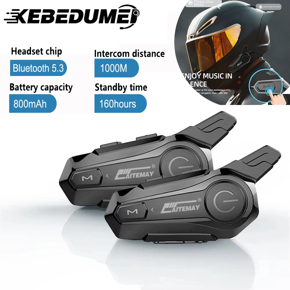 X1 Plus Motorcycle Bluetooth 1000M Intercom Helmet Headset For 2 Rider Intercomunicador Moto Waterproof Interphone Earphone