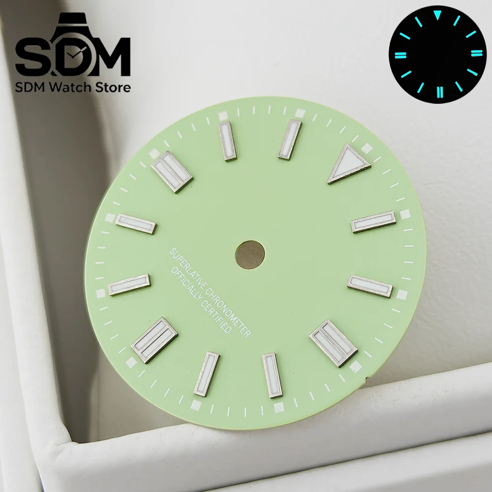 NH35 Pistochio Color Dial 28.5mm For ETA 2836 Miyota8215 NH35 Movement BGW9 Luminous Calendar Window Dial Universal Dial