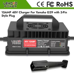 Lead-acid Battery 48V 15A Charger for Golf Cart Yamaha G29 with 3-Pin Plug Battery intelligent Charger 800W IP67 waterproof