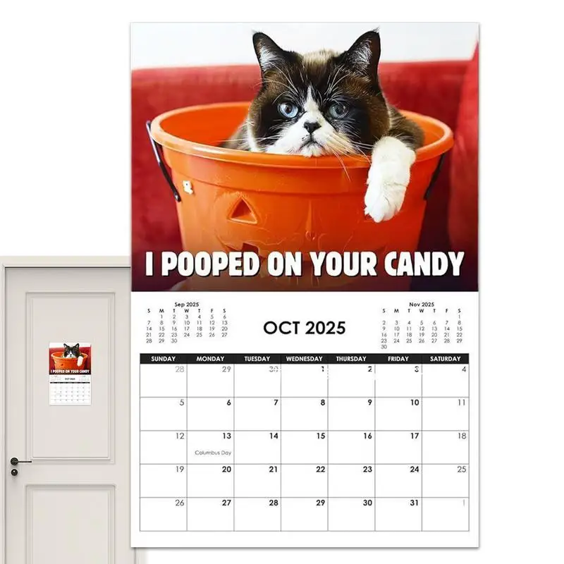 2025 New Pissed-Off Cat English Calendar Wall Calendar Cute Desk Accessories Office Supplies Every Day Can Be Celebrated