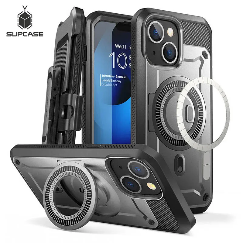 

SUPCASE для iPhone 14 Plus, чехол 6,7 дюйма 2022 UB Pro Mag, полноразмерный прочный Чехол со встроенным защитным экраном, откидной ножкой и зажимом для ремня