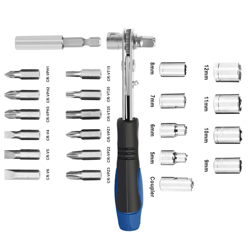 Ratchet Wrench Sockets Quick Release Hand Tool Set Repair Car Tools Combination Screwdriver Bits Mechanical Tools Box for Home