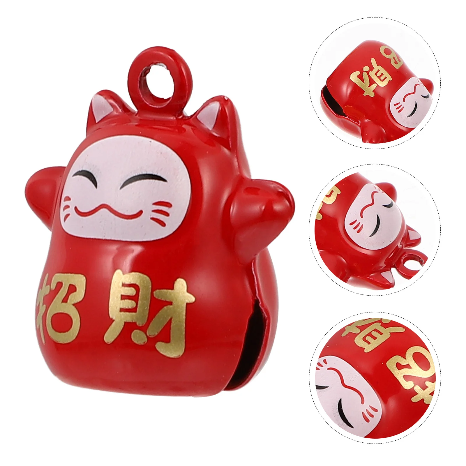 

12pcs Fortune Cat Bells Mini Bell Charm For Diy Jewelry Decor Accessory Lovely Cat Bell Red Black Gold