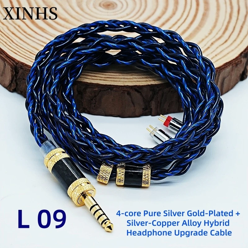 

XINHS L09 4-Core Pure Silver Gold-Plated Silver-Copper Alloy Hybrid Headphone Upgrade Cable for Enhanced Sound Quality