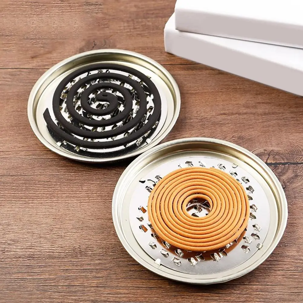 Stainless Steel Mosquito Coils Holder round Tray with Cover Easy to Clean Anti-Mosquito Supplies for Outdoor Picnic Travel