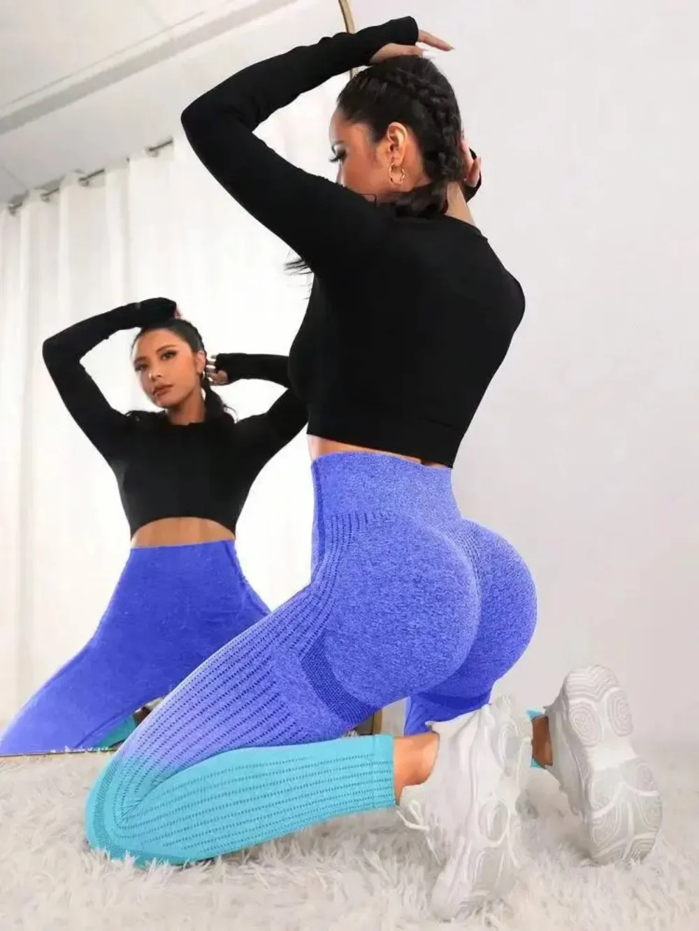Women's Sports Leggings Gradient Seamless Yoga Pants Fitness Clothing Work Out Leggins Push Up Gym Tights Sexy Girl Dropshipping
