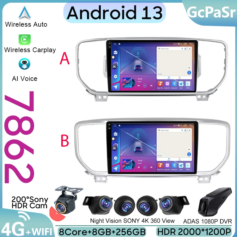 

Android For Kia Sportage 4 QL KX5 2016 - 2023 Car Radio Video Player Multimedia Navigation Auto Carplay GPS QLED BT NO 2din DVD